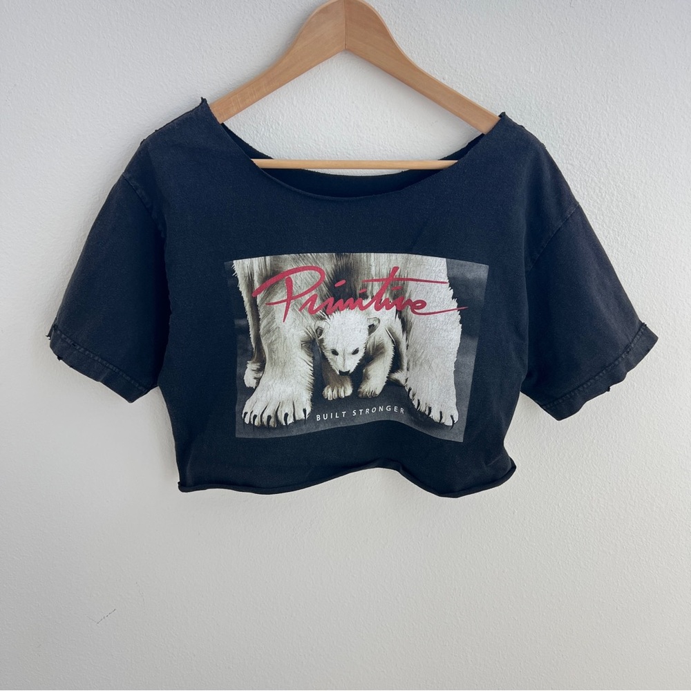 Primitive Black Graphic Off the Shoulder Cropped Tee